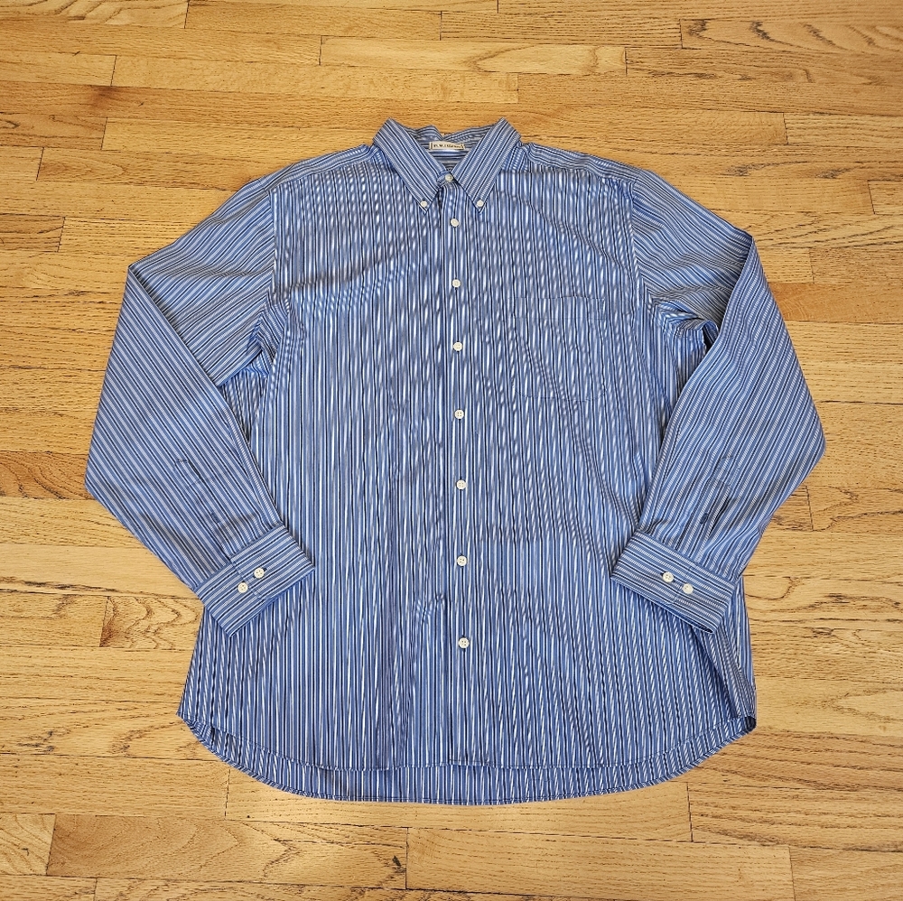 Eddie Bauer Men's XL Tall Blue Long Sleeve Button Down Cotton Wrinkle Resistant